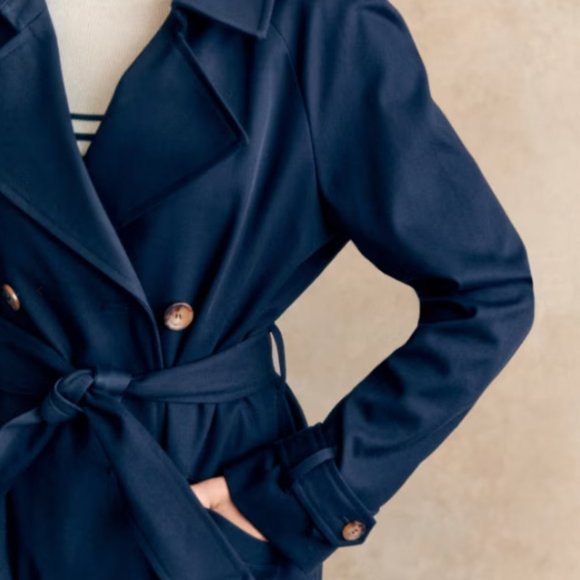 Sezane SCOTT Trench Coat in Navy Blue - Picture 3 of 8